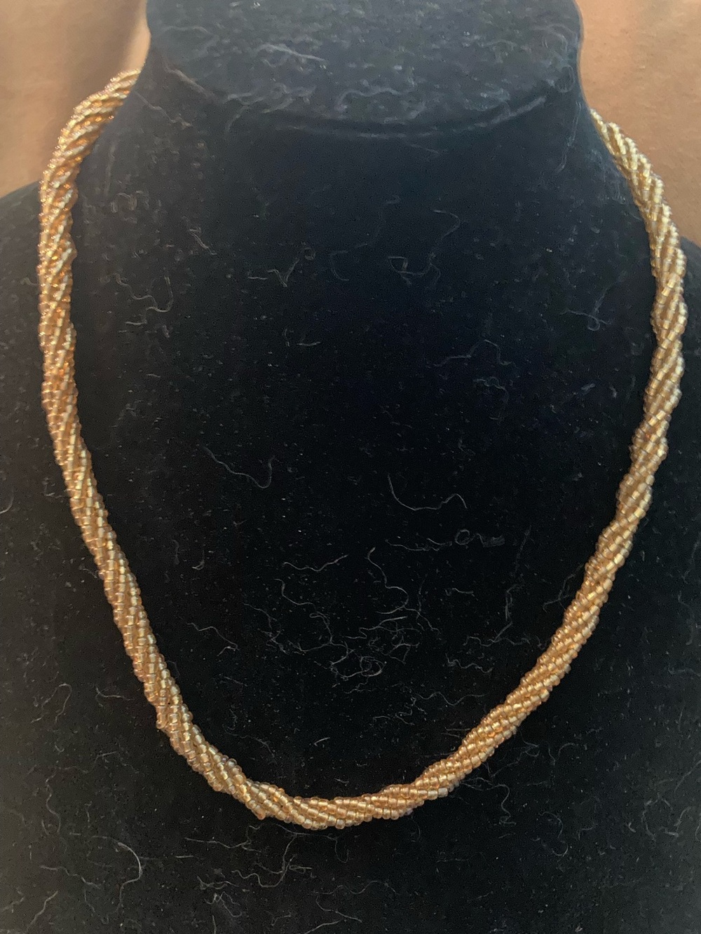 Amber color 4-strand glass bead necklace